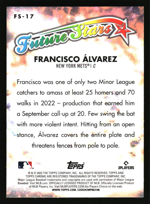 Francisco Alvarez 2023 Topps Chrome Back of Card