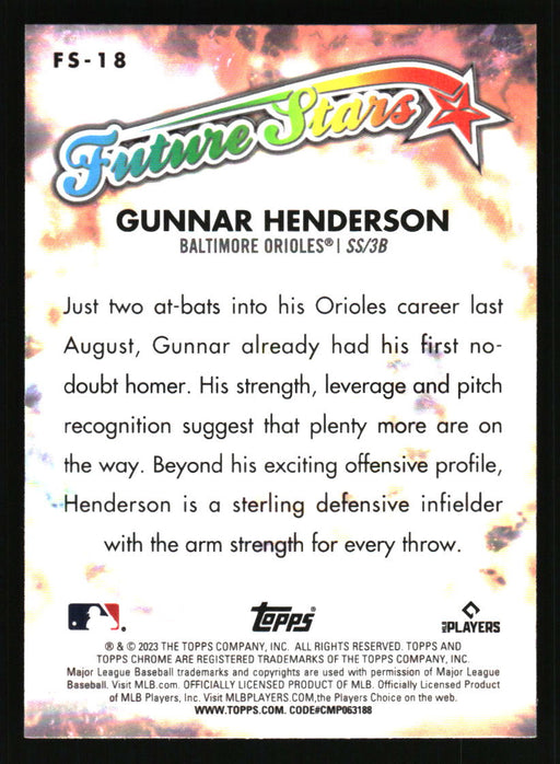 Gunnar Henderson 2023 Topps Chrome Back of Card