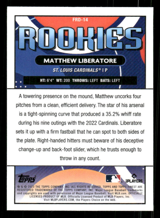Matthew Liberatore 2023 Topps Finest Finest Rookie Back of Card