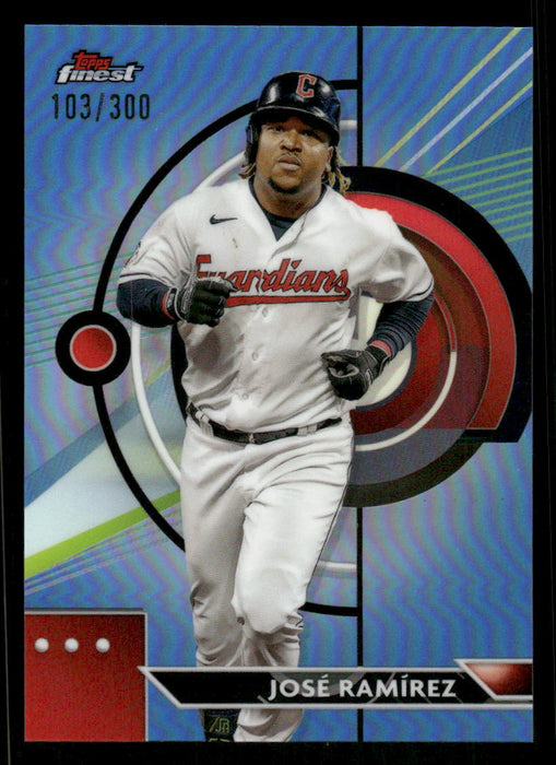 Jose Ramirez 2023 Topps Finest Sky Blue Refractor Front of Card
