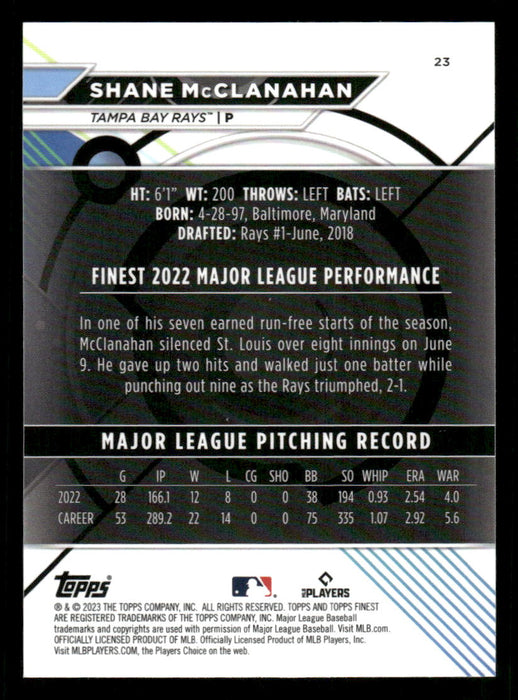 Shane McClanahan 2023 Topps Finest Base Back of Card