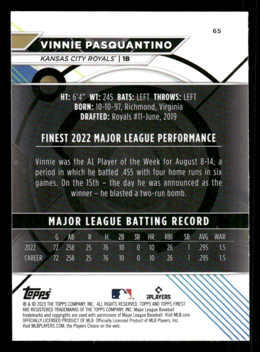 Vinnie Pasquantino 2023 Topps Finest Base Back of Card