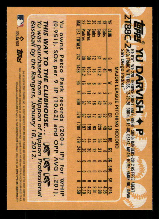 Yu Darvish 2023 Topps Series 2 Back of Card