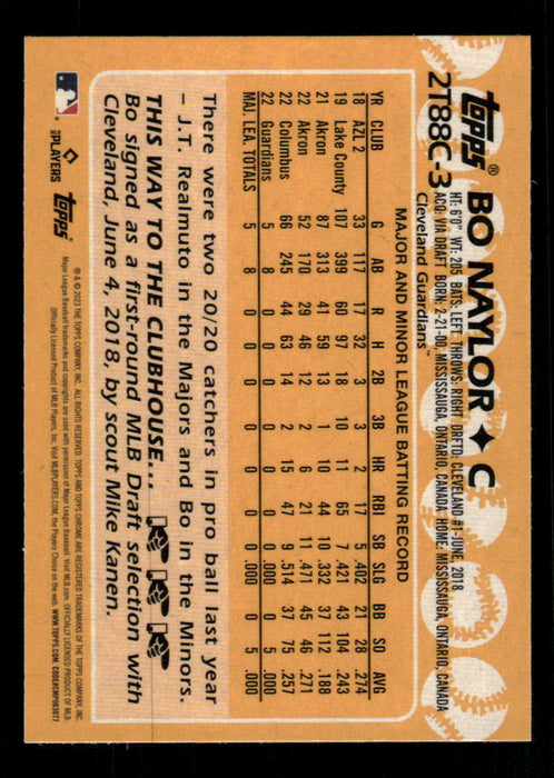Bo Naylor 2023 Topps Series 2 Back of Card