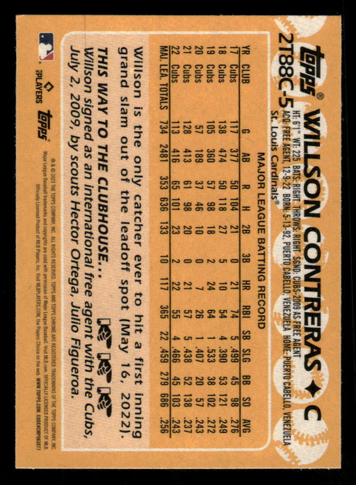 Willson Contreras 2023 Topps Series 2 Back of Card