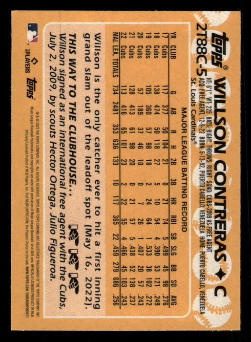 Willson Contreras 2023 Topps Series 2 Back of Card