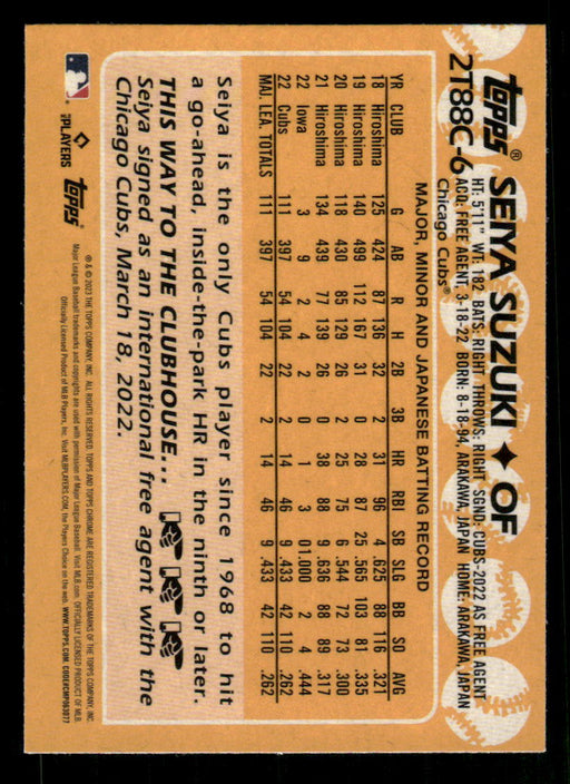 Seiya Suzuki 2023 Topps Series 2 Back of Card