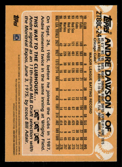 Andre Dawson 2023 Topps Series 2 Back of Card