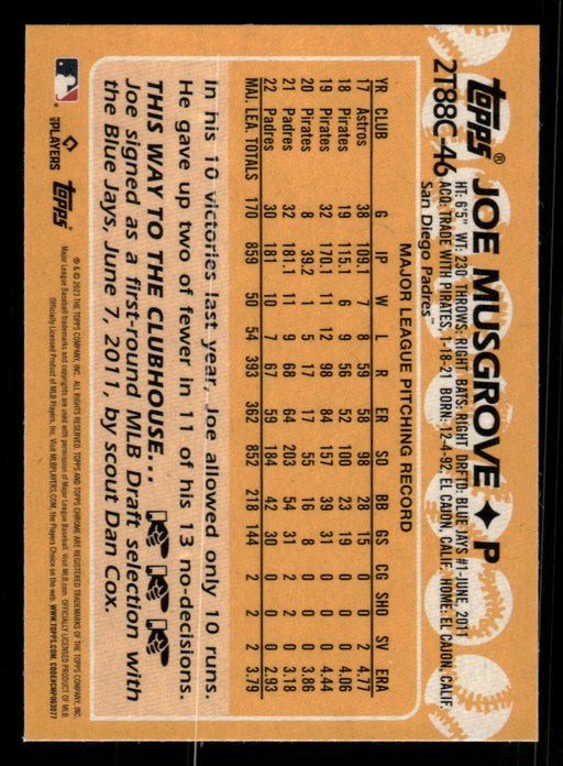 Joe Musgrove 2023 Topps Series 2 Back of Card