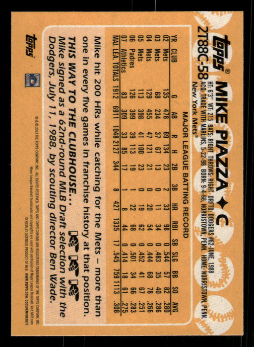 Mike Piazza 2023 Topps Series 2 Back of Card