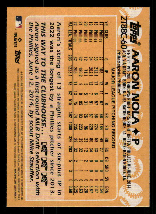 Aaron Nola 2023 Topps Series 2 Back of Card