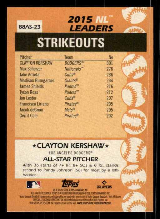 Clayton Kershaw 2023 Topps Series 2 Back of Card