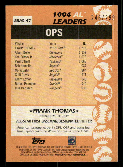 Frank Thomas 2023 Topps Series 2 Back of Card