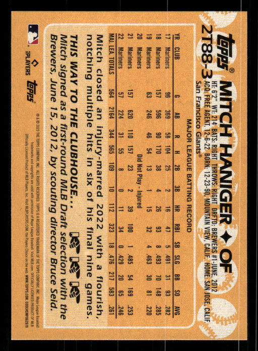 Mitch Haniger 2023 Topps Series 2 Back of Card