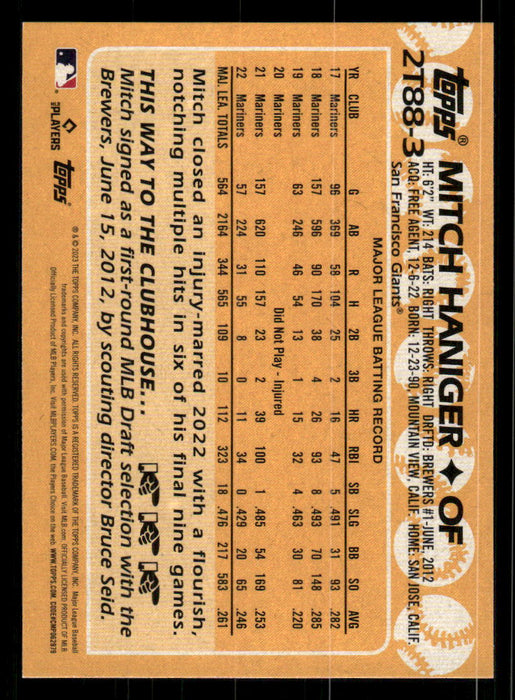 Mitch Haniger 2023 Topps Series 2 Back of Card