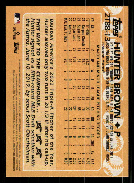 Hunter Brown 2023 Topps Series 2 Back of Card