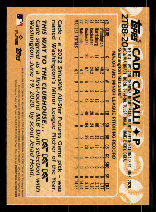 Cade Cavalli 2023 Topps Series 2 Back of Card