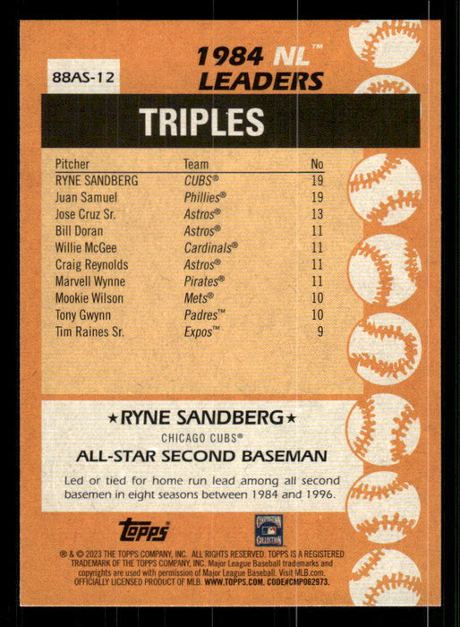 Ryne Sandberg 2023 Topps Series 2 Back of Card