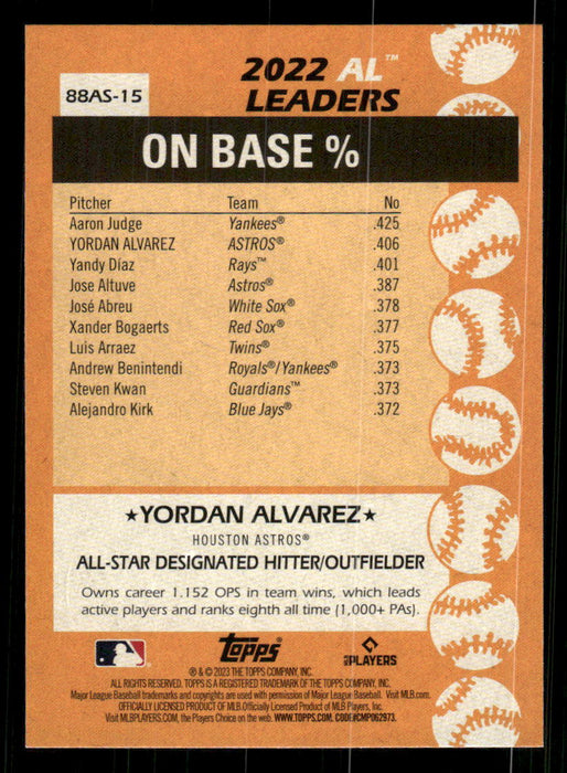 Yordan Alvarez 2023 Topps Series 2 Back of Card