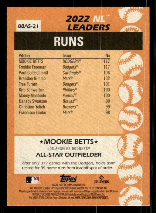 Mookie Betts 2023 Topps Series 2 Back of Card