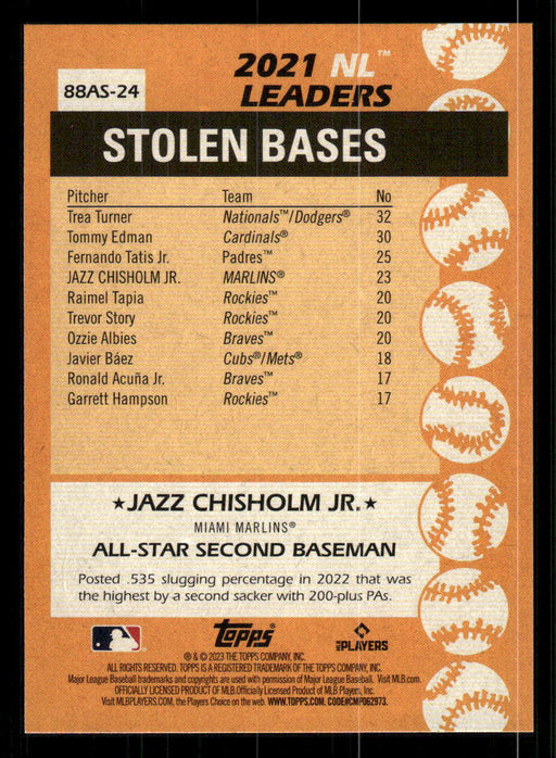 Jazz Chisholm Jr. 2023 Topps Series 2 Back of Card