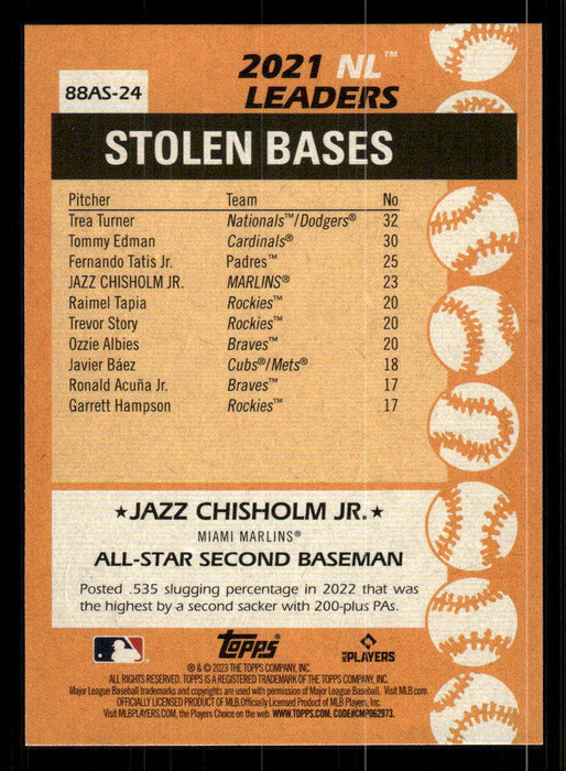 Jazz Chisholm Jr. 2023 Topps Series 2 Back of Card