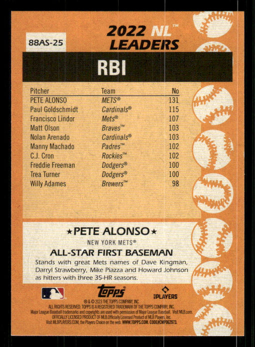 Pete Alonso 2023 Topps Series 2 Back of Card