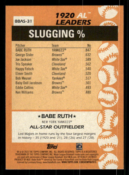 Babe Ruth 2023 Topps Series 2 Back of Card