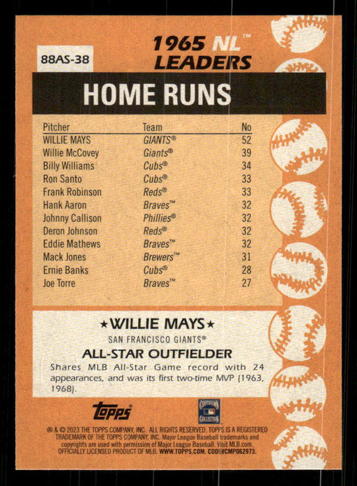 Willie Mays 2023 Topps Series 2 Back of Card