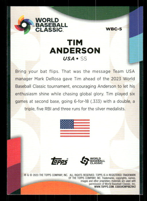 Tim Anderson 2023 Topps Series 2 Back of Card