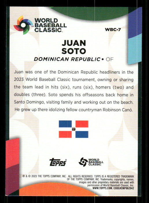 Juan Soto 2023 Topps Series 2 Back of Card