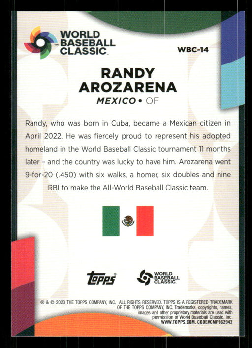 Randy Arozarena 2023 Topps Series 2 Back of Card