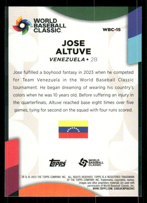 Jose Altuve 2023 Topps Series 2 Back of Card