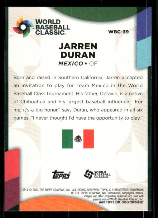 Jarren Duran 2023 Topps Series 2 Back of Card