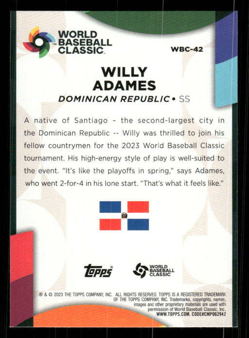 Willy Adames 2023 Topps Series 2 Back of Card