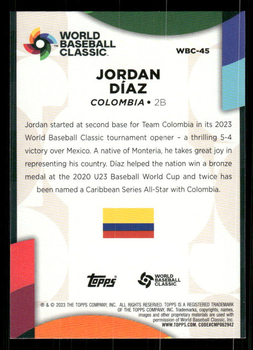 Jordan Diaz 2023 Topps Series 2 Back of Card