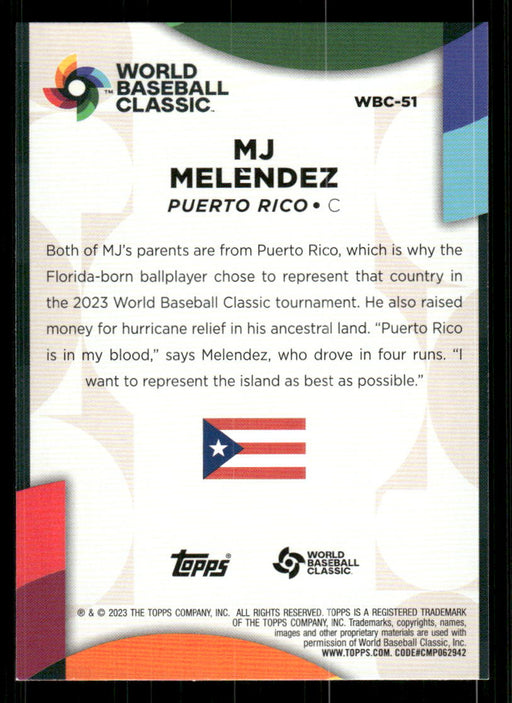 MJ Melendez 2023 Topps Series 2 Back of Card