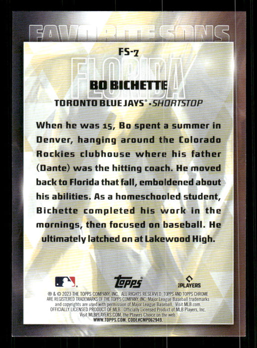 Bo Bichette 2023 Topps Series 2 Back of Card