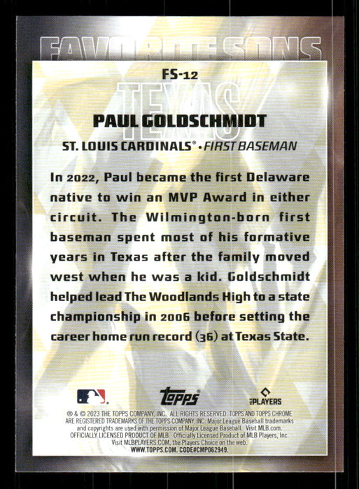 Paul Goldschmidt 2023 Topps Series 2 Back of Card