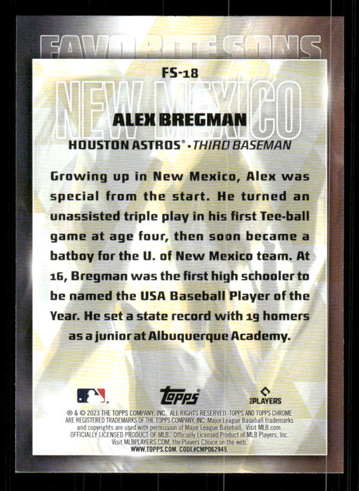 Alex Bregman 2023 Topps Series 2 Back of Card