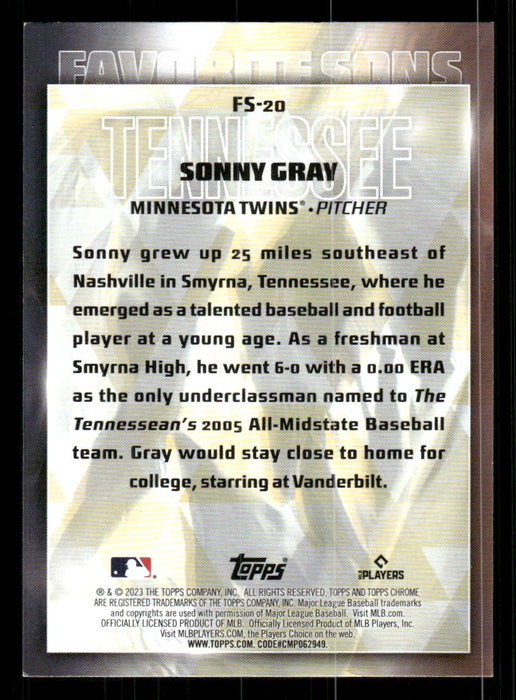 Sonny Gray 2023 Topps Series 2 Back of Card