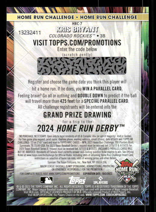 Kris Bryant 2023 Topps Series 2 Back of Card