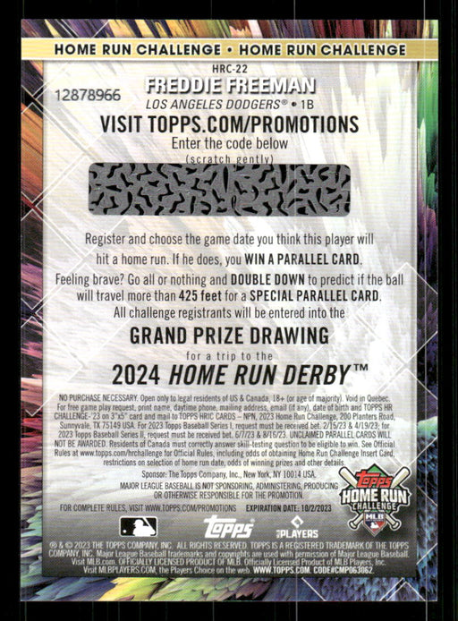 Freddie Freeman 2023 Topps Series 2 Back of Card