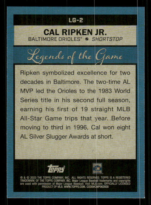 Cal Ripken Jr. 2023 Topps Series 2 Back of Card