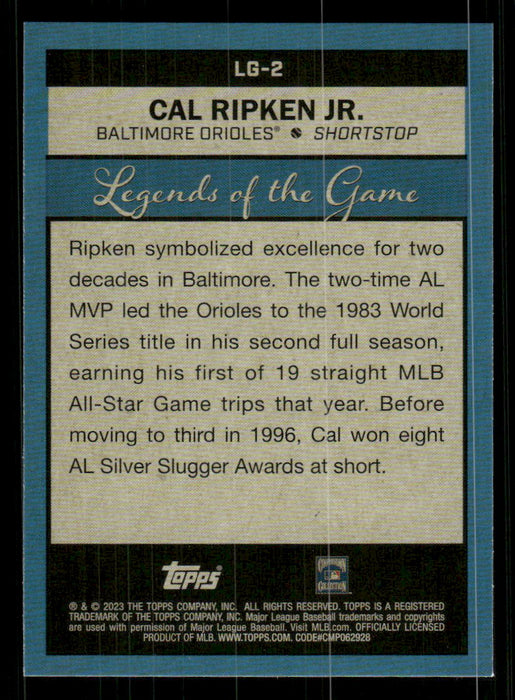 Cal Ripken Jr. 2023 Topps Series 2 Back of Card