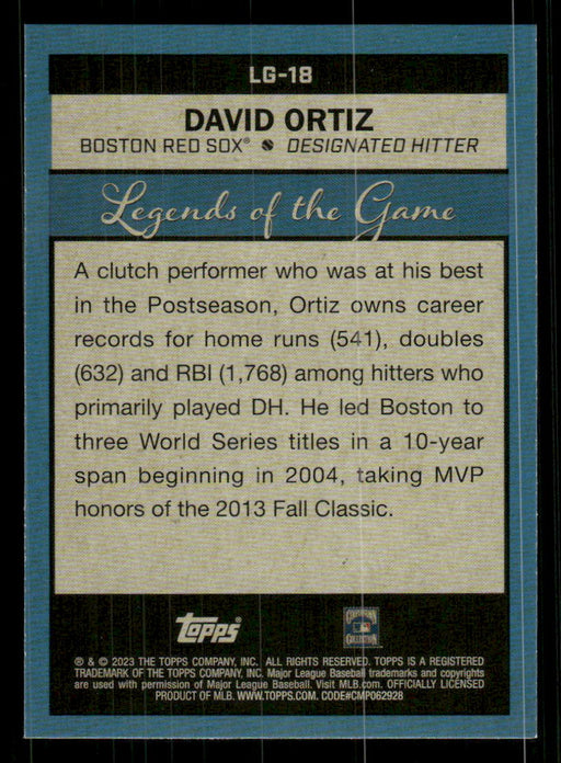 David Ortiz 2023 Topps Series 2 Back of Card