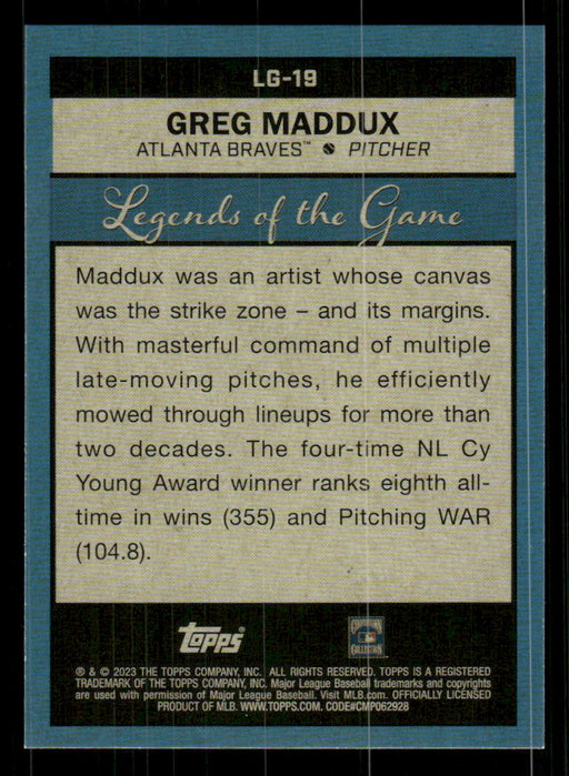 Greg Maddux 2023 Topps Series 2 Back of Card