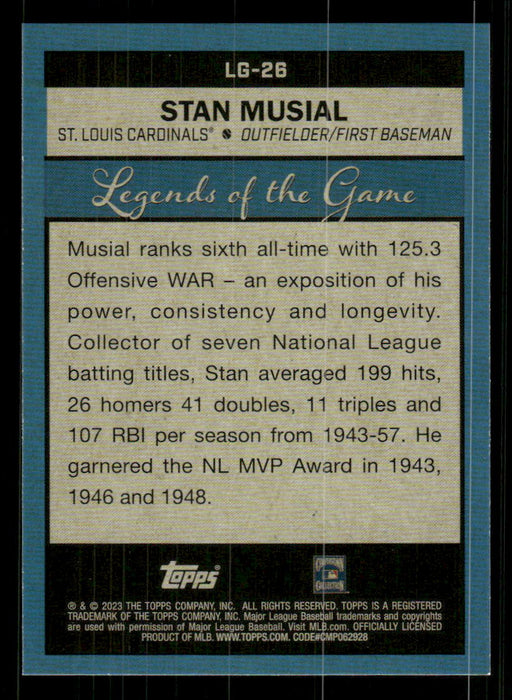 Stan Musial 2023 Topps Series 2 Back of Card