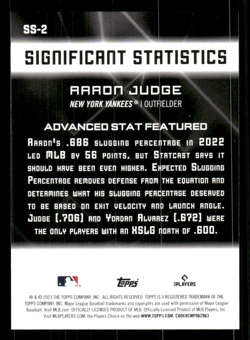 Aaron Judge 2023 Topps Series 2 Back of Card