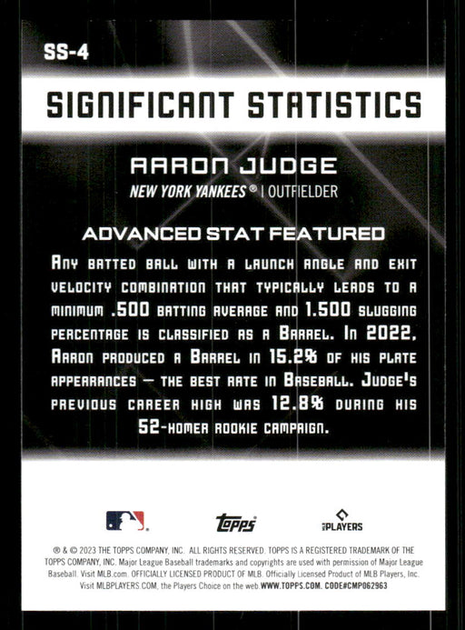 Aaron Judge 2023 Topps Series 2 Back of Card